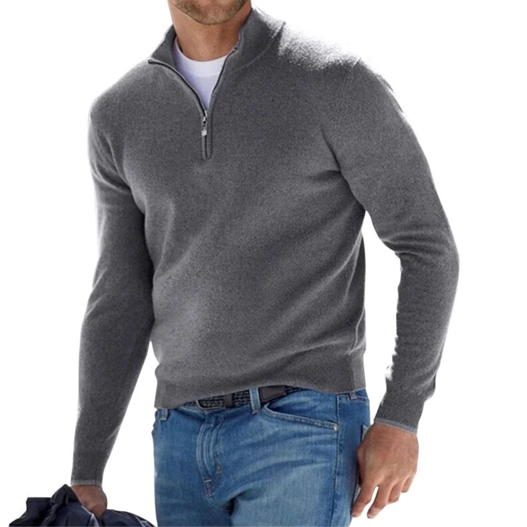 Variant image for Men's Quarter Zip Pullover Gray Size L Polyester-17