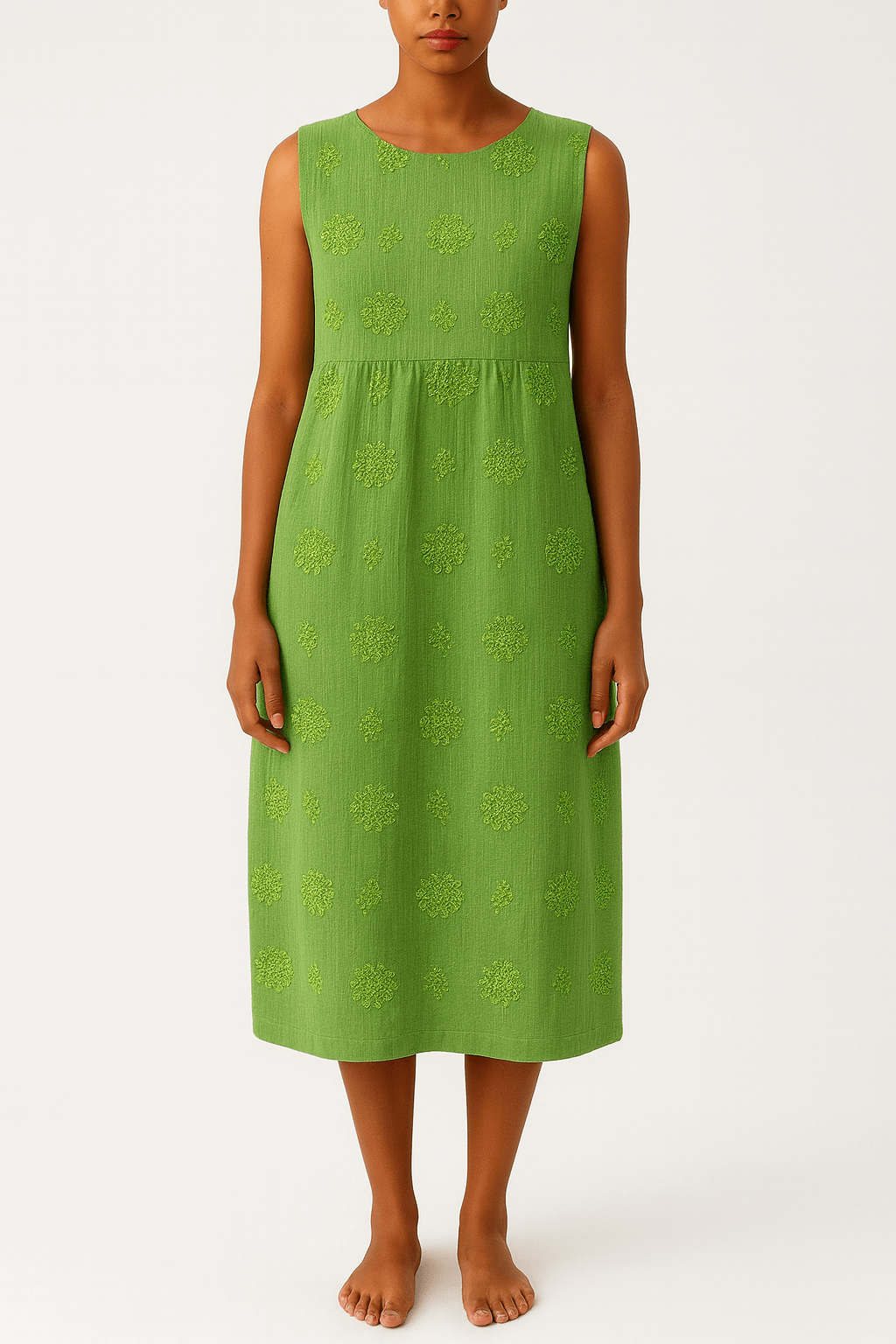 Noelle | Sleeveless Embroidered Midi Dress