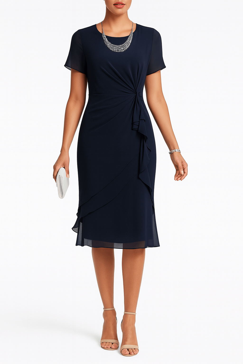 Valeria | Layered Midi Dress with Sheer Sleeves