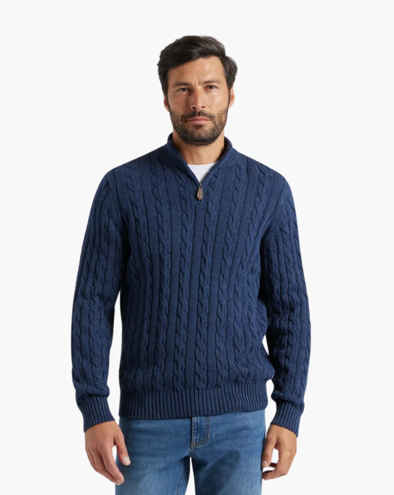 Variant image for Men's Half-Zip Sweater Gray Size M Cable Knit-24