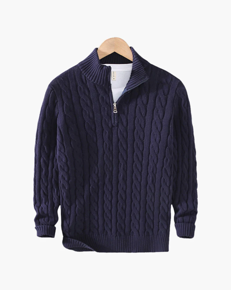 Variant image for Men's Half-Zip Sweater Gray Size M Cable Knit-32