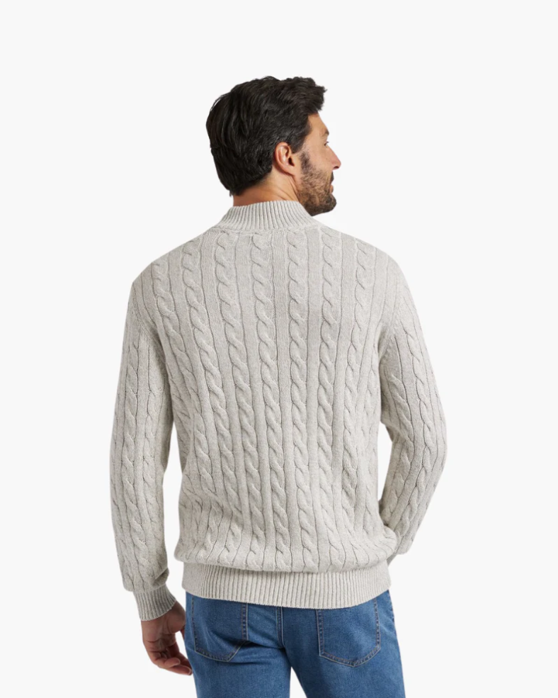 Men's Half-Zip Sweater Gray Size M Cable Knit-4