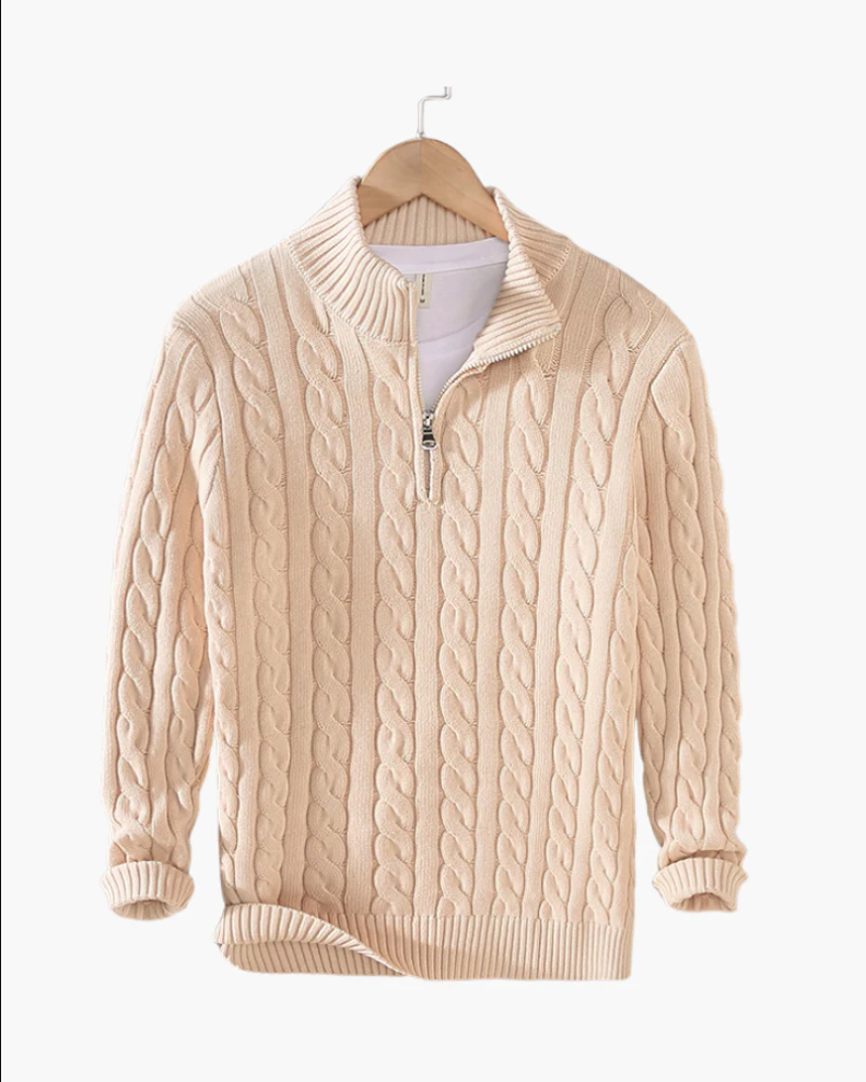 Variant image for Men's Half-Zip Sweater Gray Size M Cable Knit-8
