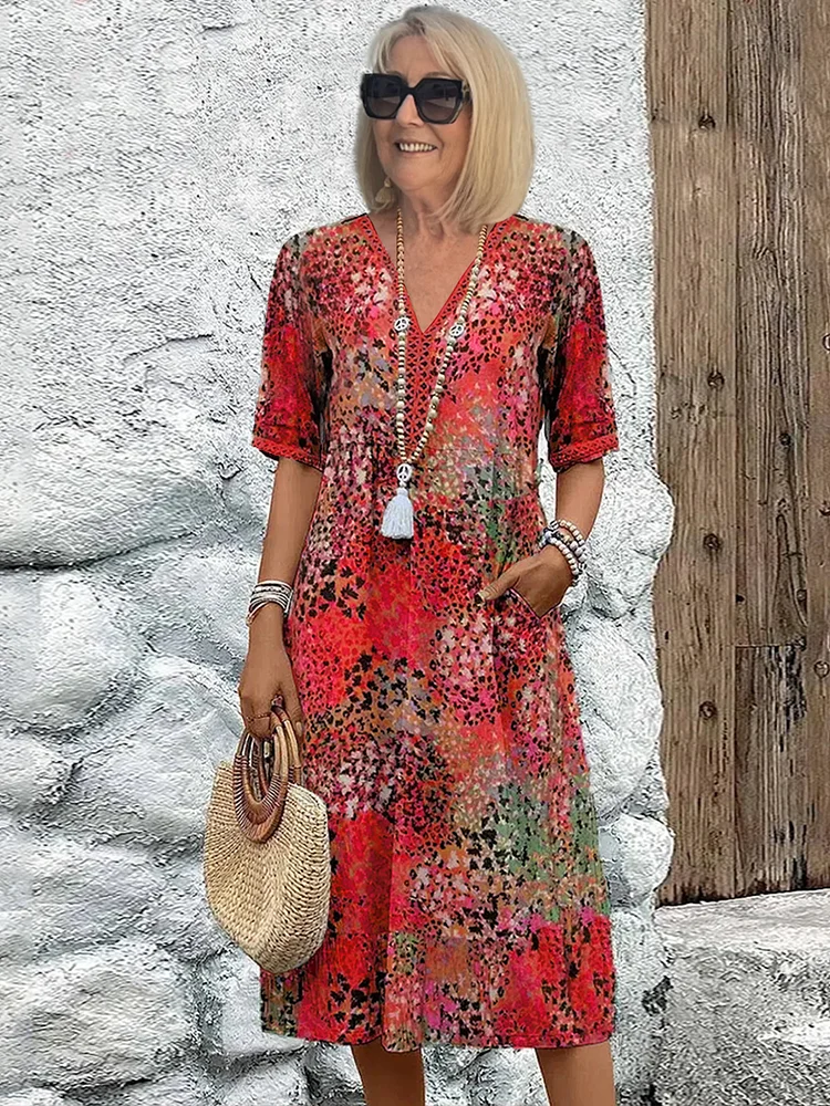 Variant image for Women's Floral Midi Dress Multi Size M Polyester-7