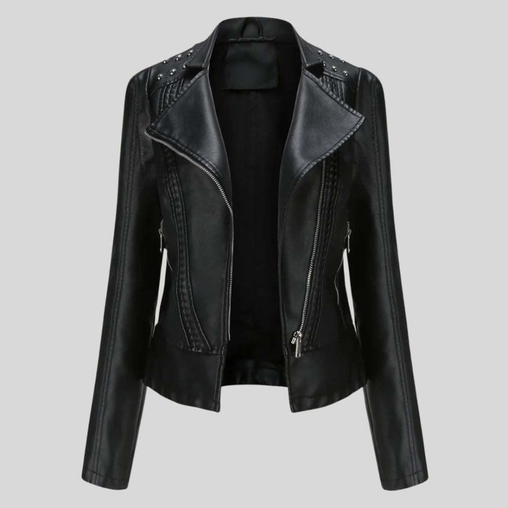 Women's Leather Jacket Black Size M Genuine Leather-2