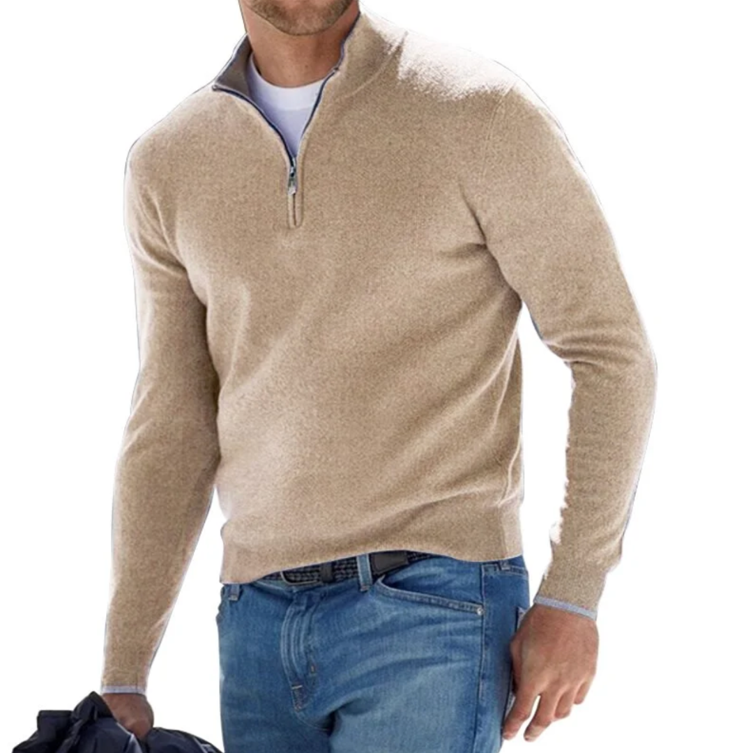 Variant image for Men's Quarter Zip Pullover Gray Size L Polyester-1