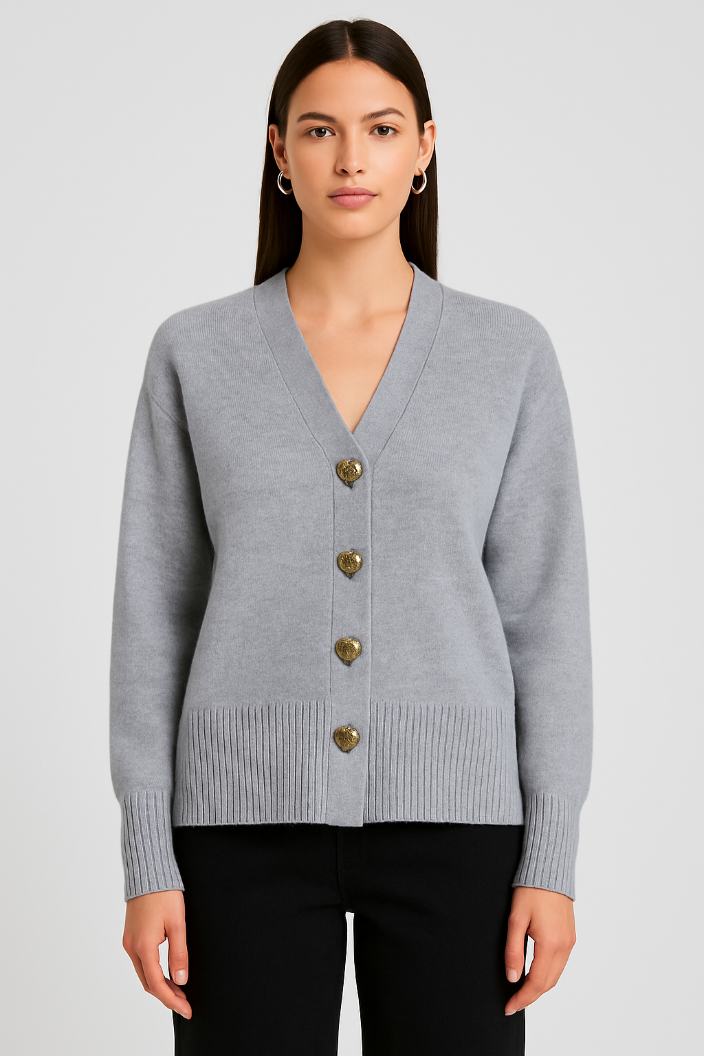Aveline | Women's Heart-Button Knit Cardigan