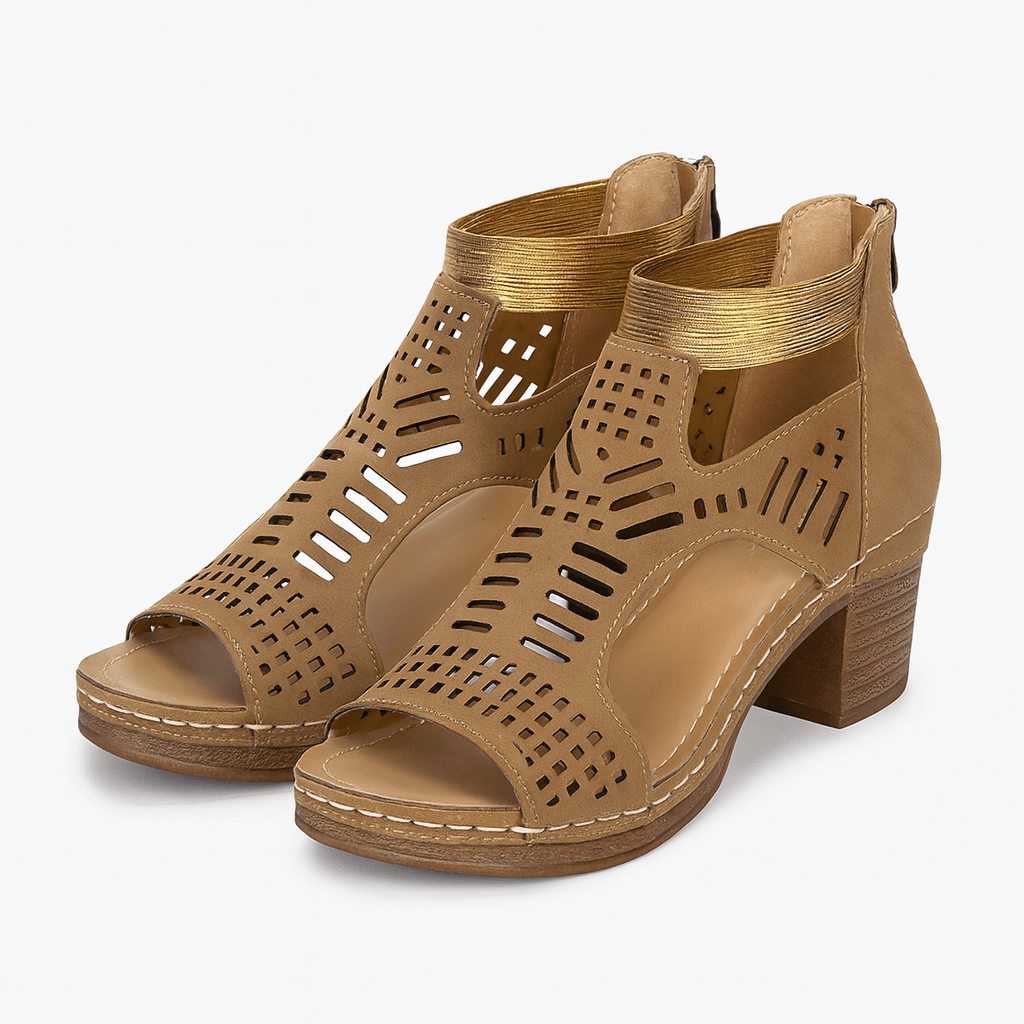 Serina – Cutout Block Heel Sandals