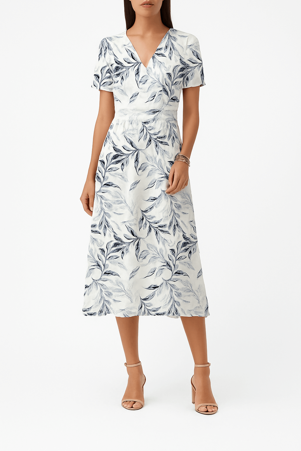 Lyra | Blue & White Floral Wrap Midi Dress
