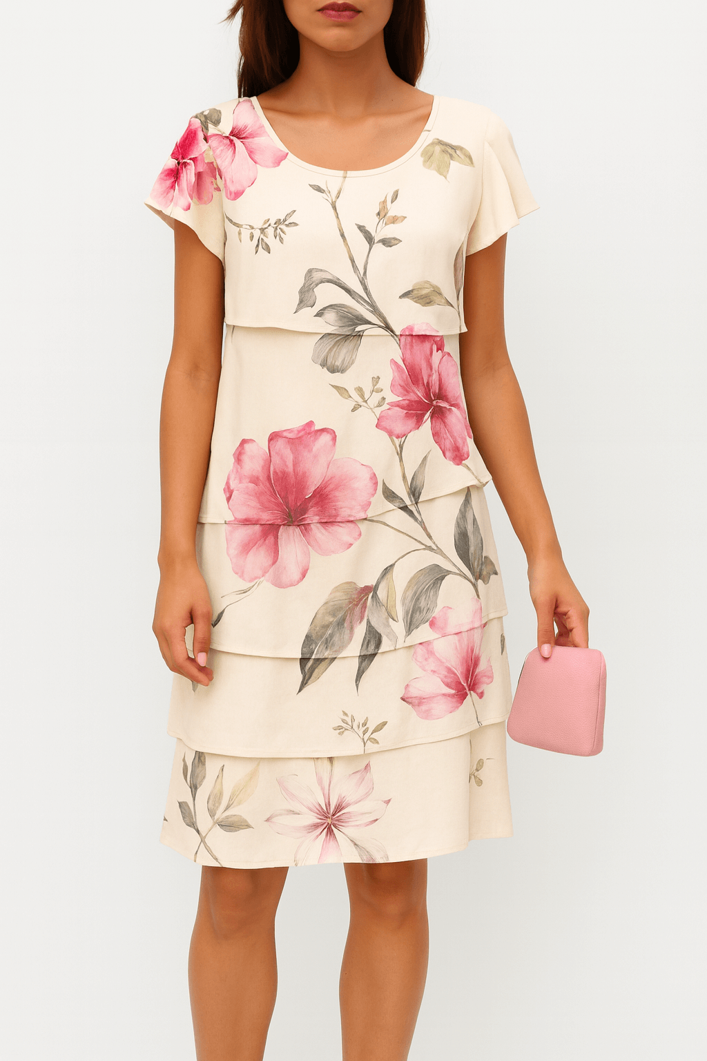 Nerina | Flowing Tiered Summer Dress with Floral Print