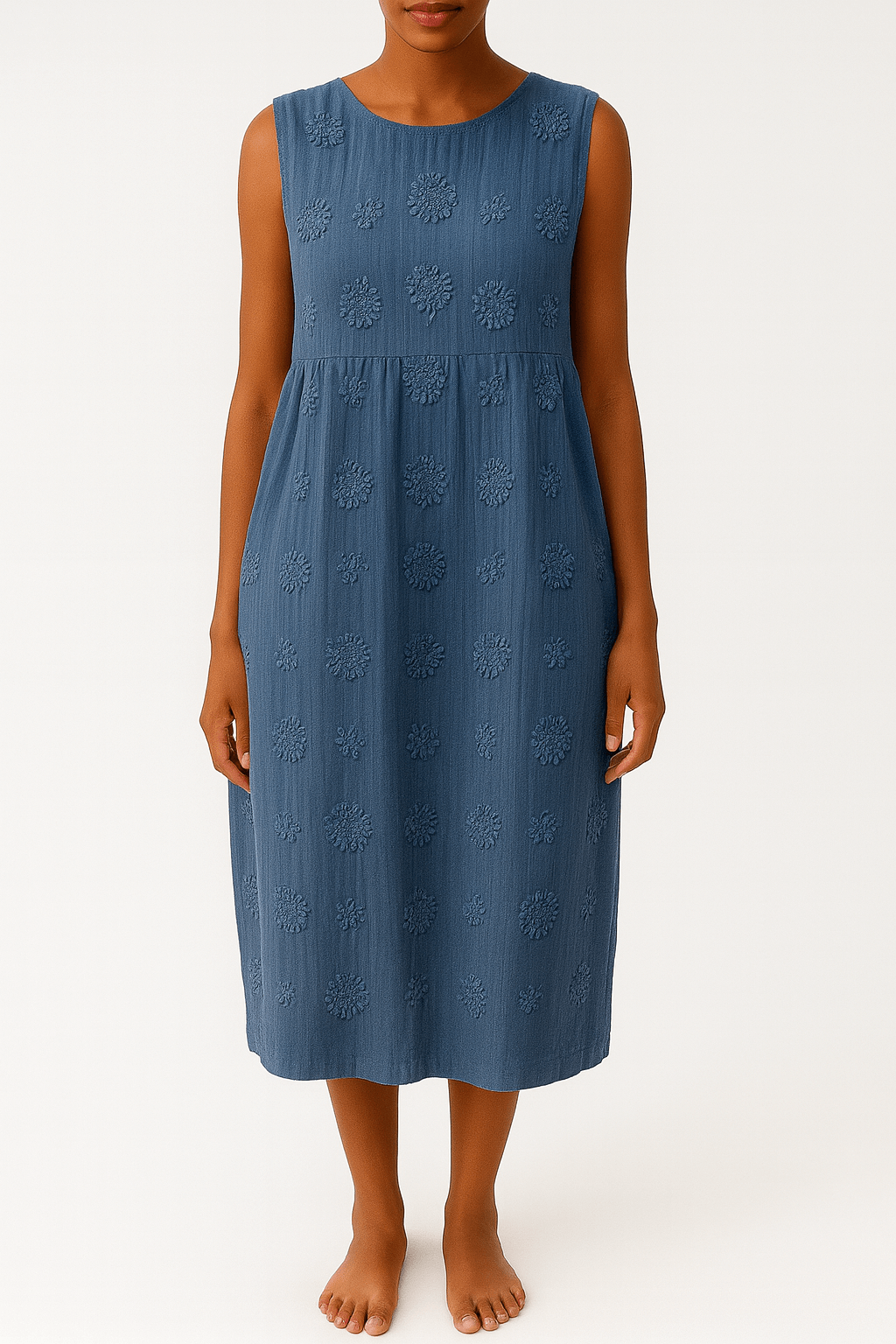 Noelle | Sleeveless Embroidered Midi Dress