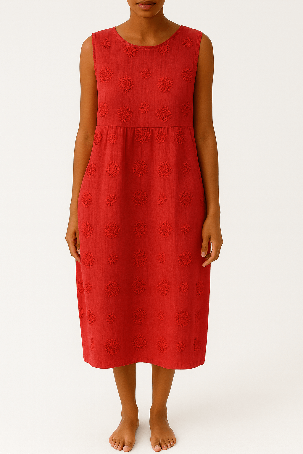 Noelle | Sleeveless Embroidered Midi Dress