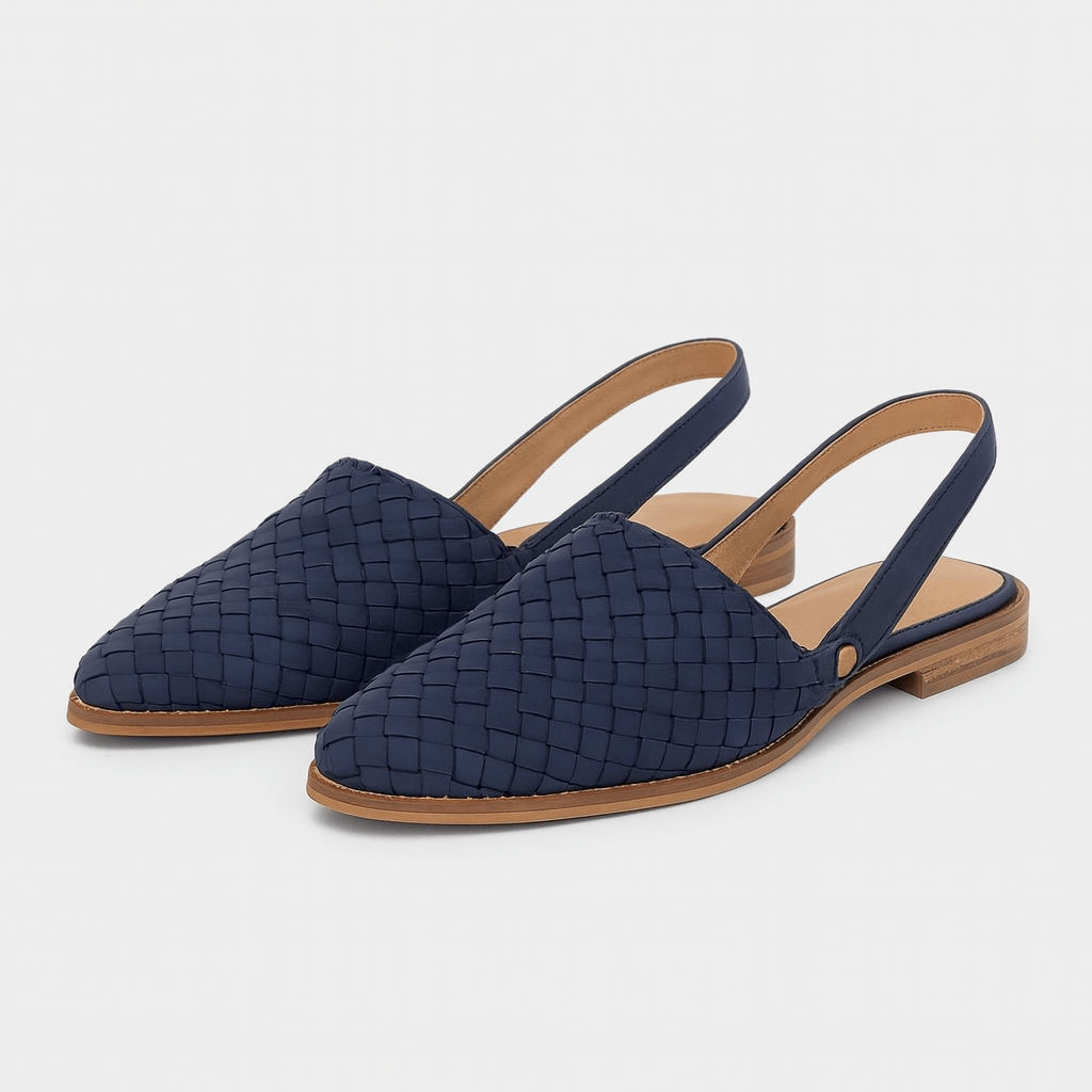 Clara | Elegant Black Slingback Flats with Closed Toe