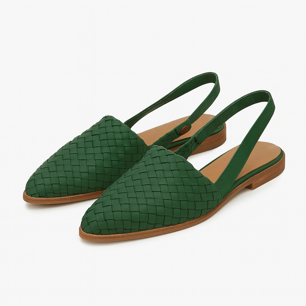 Clara | Elegant Black Slingback Flats with Closed Toe
