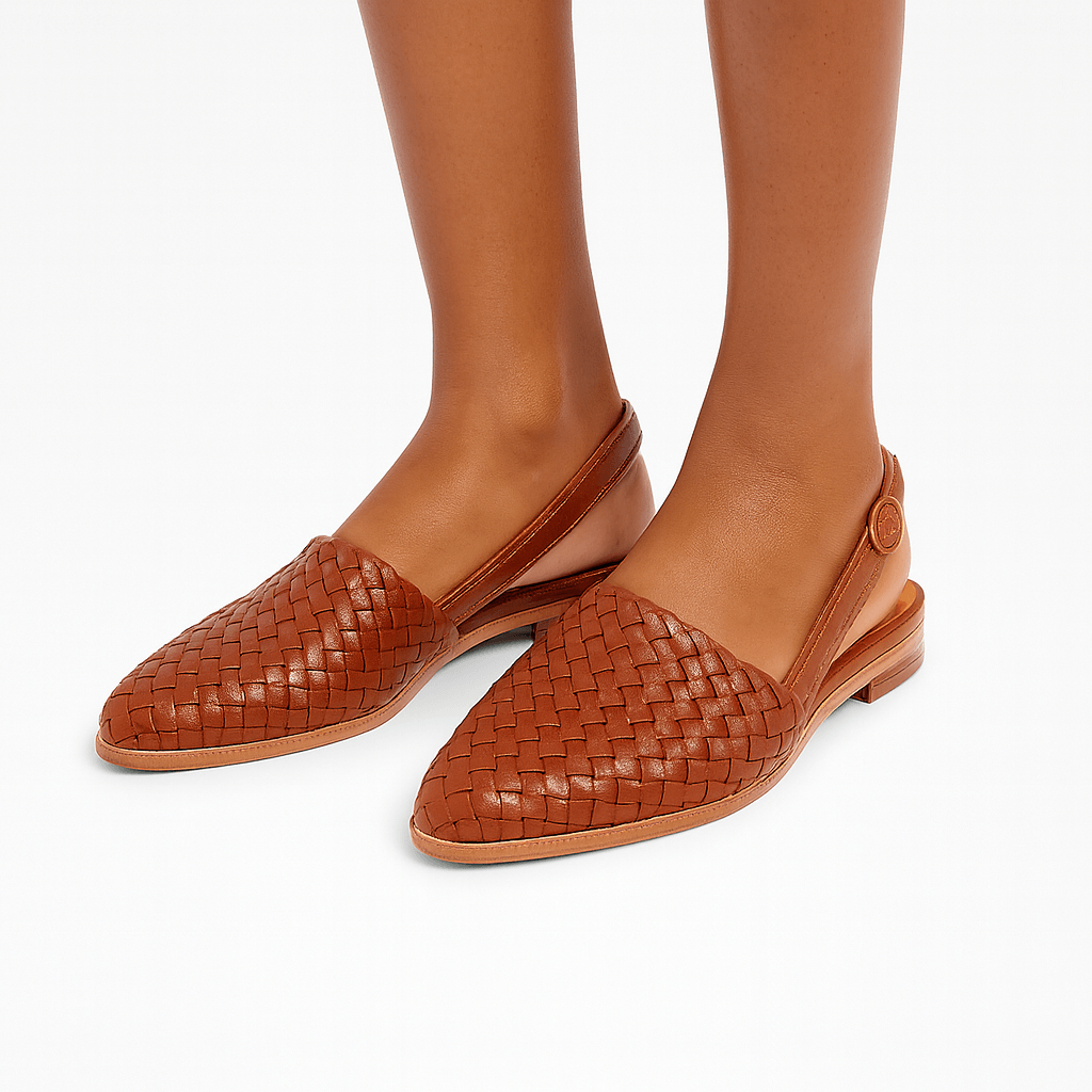 Clara | Elegant Black Slingback Flats with Closed Toe